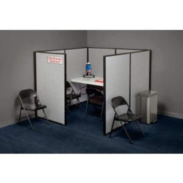 Global Equipment Interion    Wellness Station with Folding Table and Chairs - 6' x 6' x 60"H 236619GY-TC